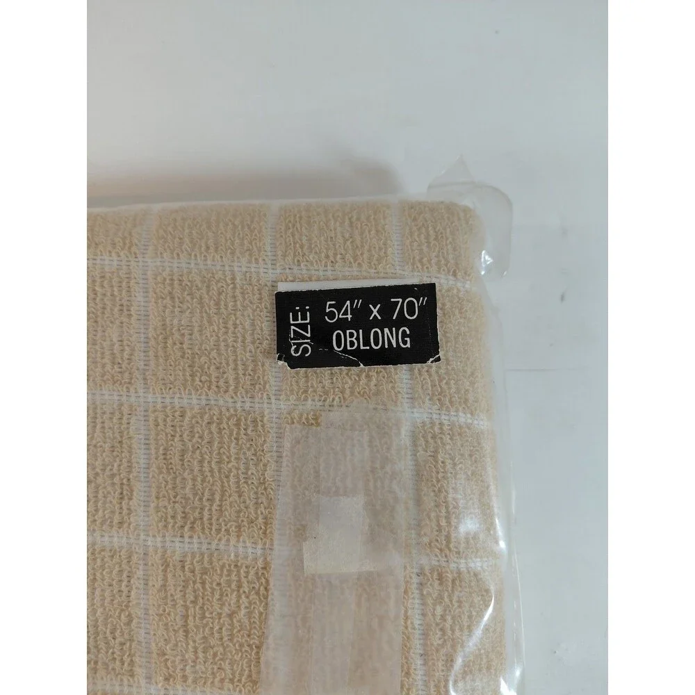 R.A. Briggs & Co. Classic Terry Tablecloth 54x70 Oblong Camel Check Cotton Blend